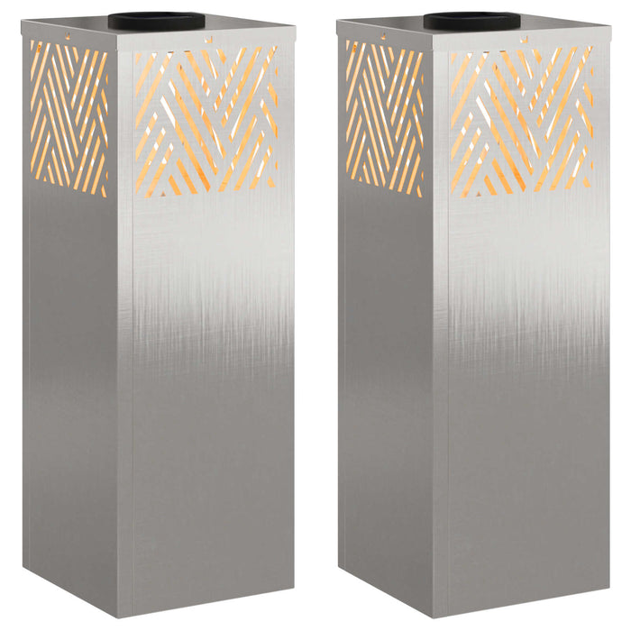 Faro LED solare per sentieri 2 pcs Acciaio inossidabile 879727