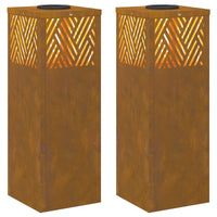 Faro LED solare per sentieri 2 pcs Acciaio Corten 879729