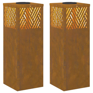 Faro LED solare per sentieri 2 pcs Acciaio Corten 879729