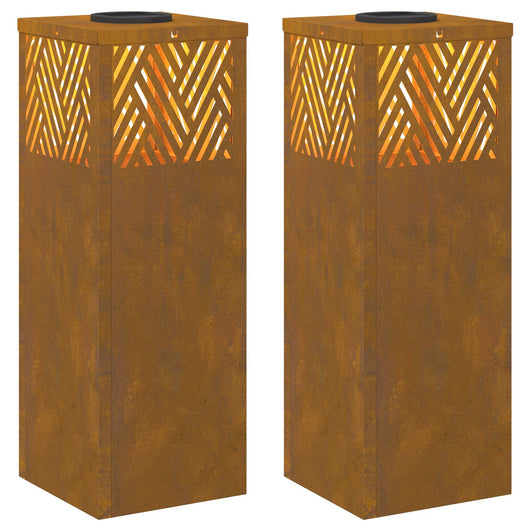 Faro LED solare per sentieri 2 pcs Acciaio Corten 879729