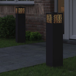 Faro LED solare per sentieri a spina di pesce 2 pcs Nero 879730