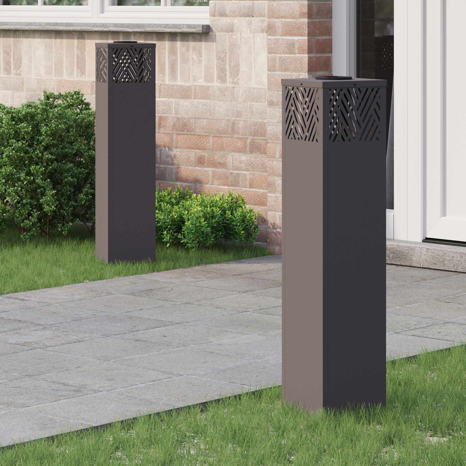 Faro LED solare per sentieri a spina di pesce 2 pcs Nero 879730