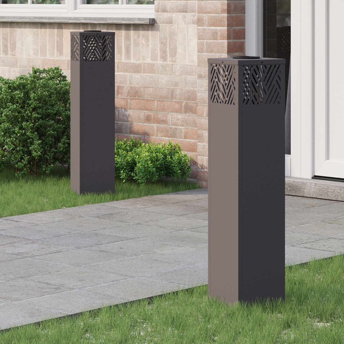 Faro LED solare per sentieri a spina di pesce 2 pcs Nero 879730