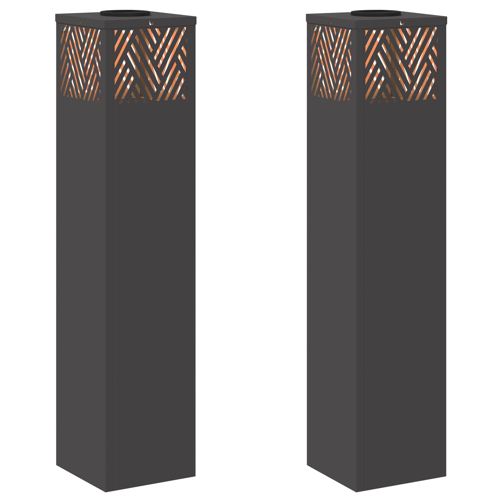 Faro LED solare per sentieri a spina di pesce 2 pcs Nero 879730