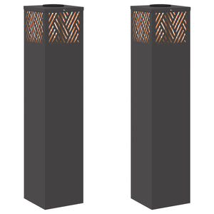 Faro LED solare per sentieri a spina di pesce 2 pcs Nero 879730