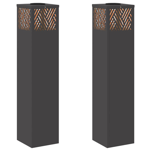 Faro LED solare per sentieri a spina di pesce 2 pcs Nero 879730