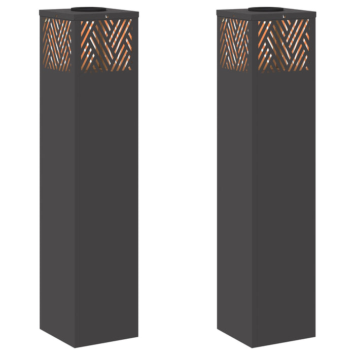 Faro LED solare per sentieri a spina di pesce 2 pcs Nero 879730