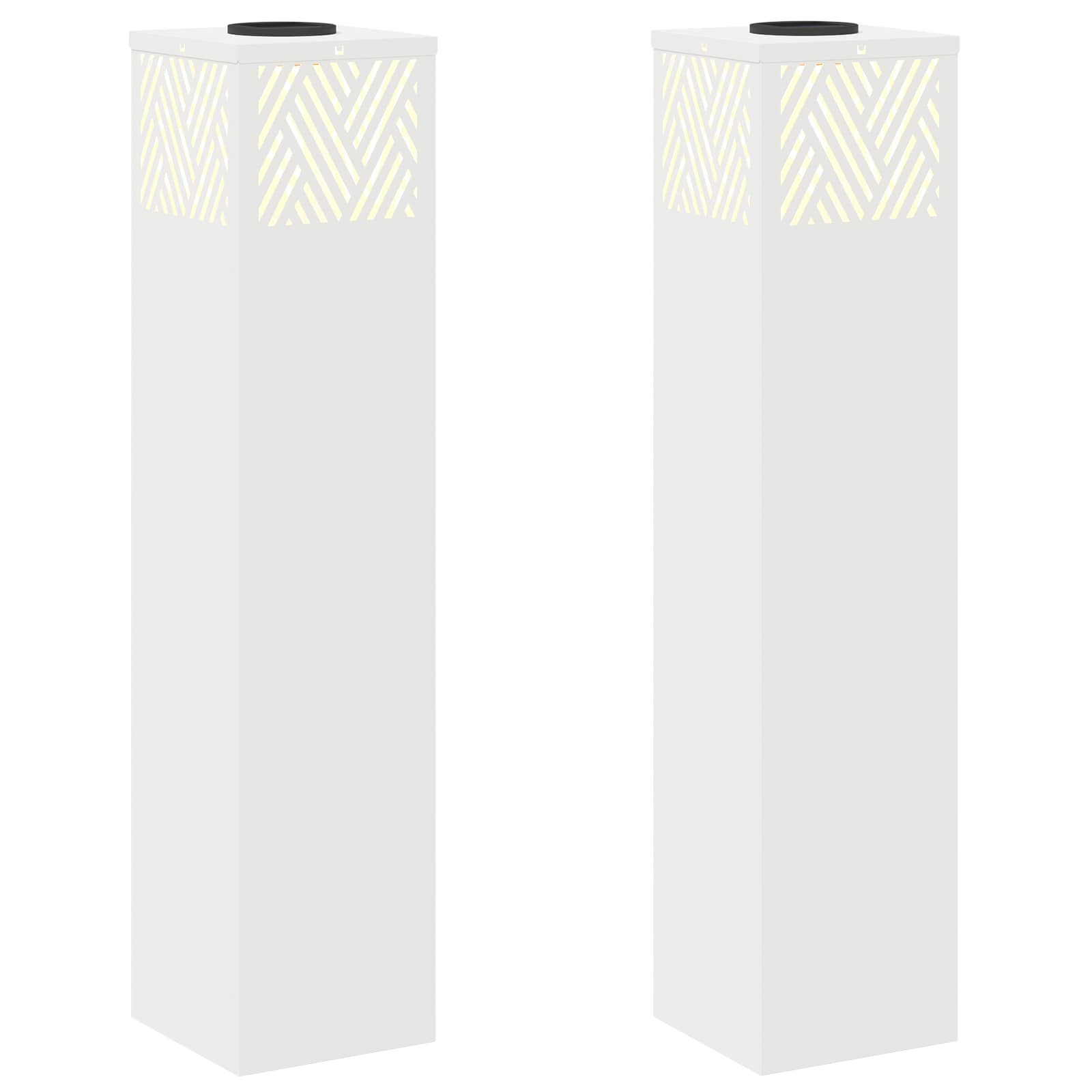 Faro LED solare per sentieri a spina di pesce 2 pcs Bianco 879731