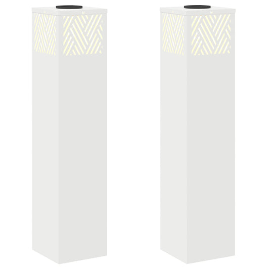 Faro LED solare per sentieri a spina di pesce 2 pcs Bianco 879731