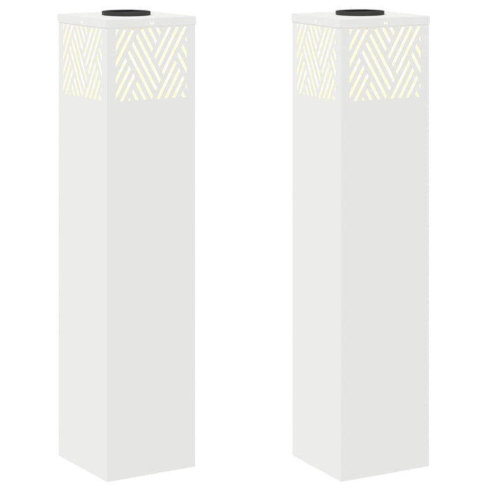 Faro LED solare per sentieri a spina di pesce 2 pcs Bianco 879731