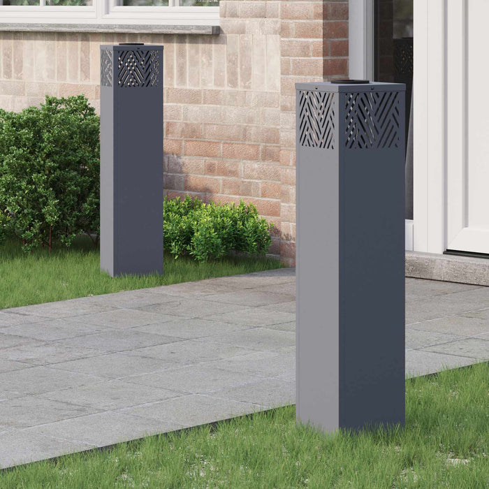 Faro LED solare per sentieri a spina di pesce 2 pcs Antracite 879732