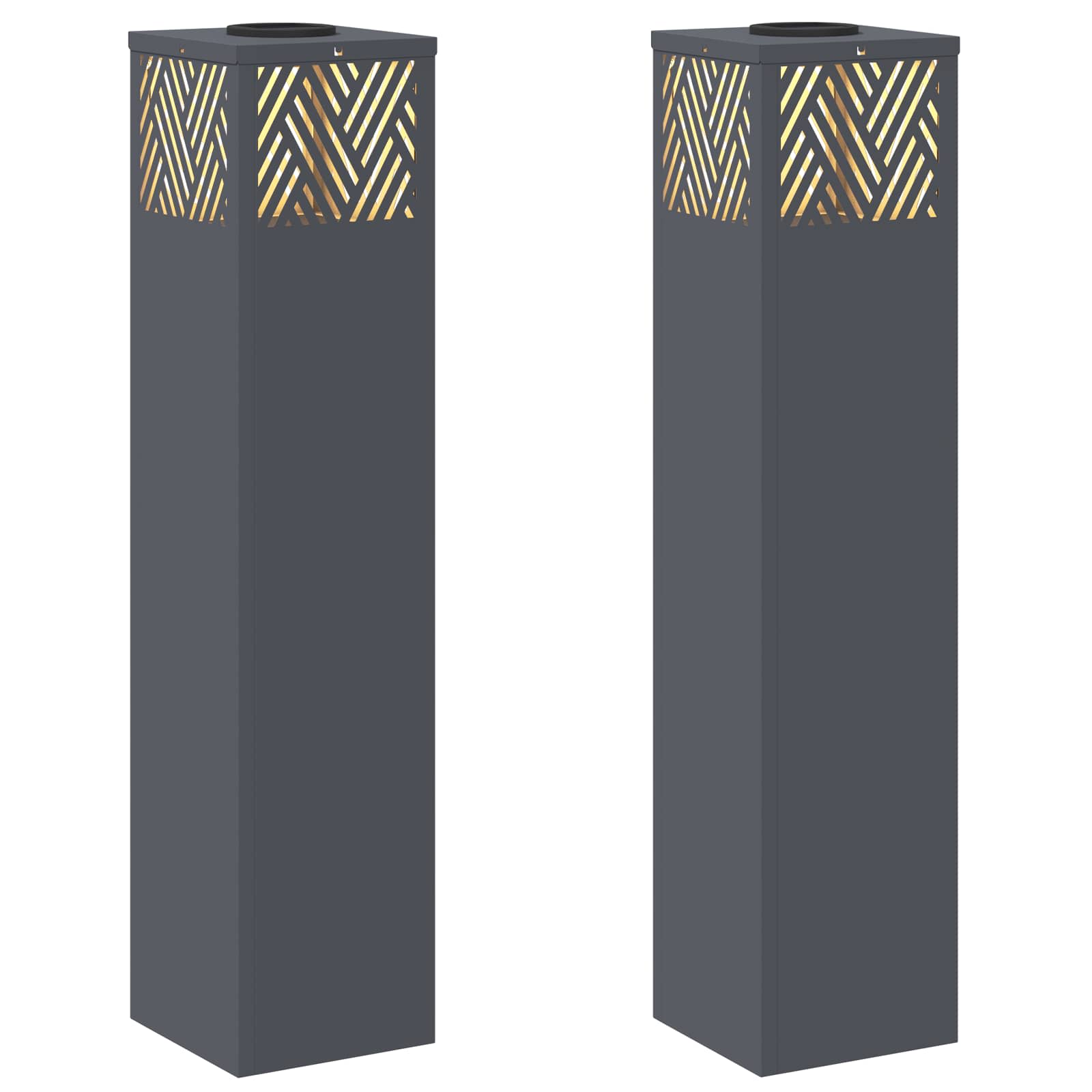 Faro LED solare per sentieri a spina di pesce 2 pcs Antracite 879732