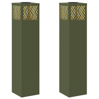 Faro LED solare per sentieri a spina di pesce 2 pcs Verde oliva 879733