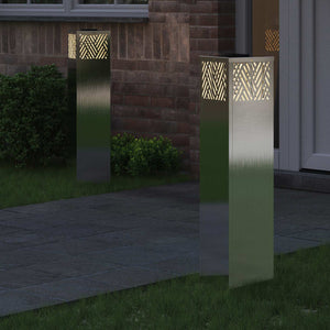 Faro LED solare per sentieri 2 pcs Acciaio inossidabile 879734