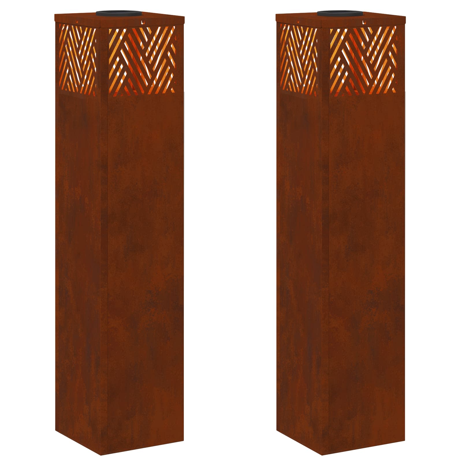 Faro LED solare per sentieri 2 pcs Acciaio Corten 879736