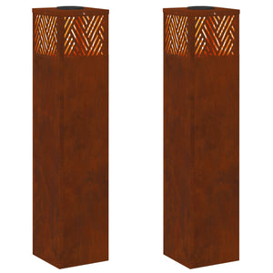 Faro LED solare per sentieri 2 pcs Acciaio Corten 879736