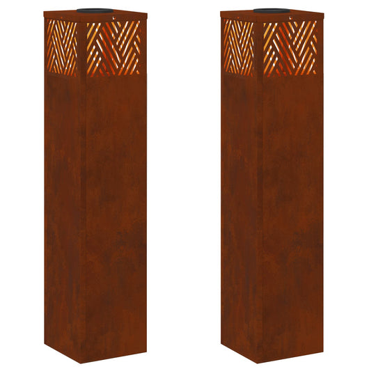 Faro LED solare per sentieri 2 pcs Acciaio Corten 879736