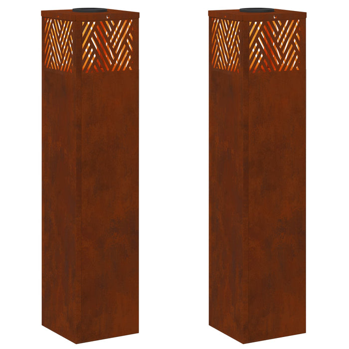 Faro LED solare per sentieri 2 pcs Acciaio Corten 879736