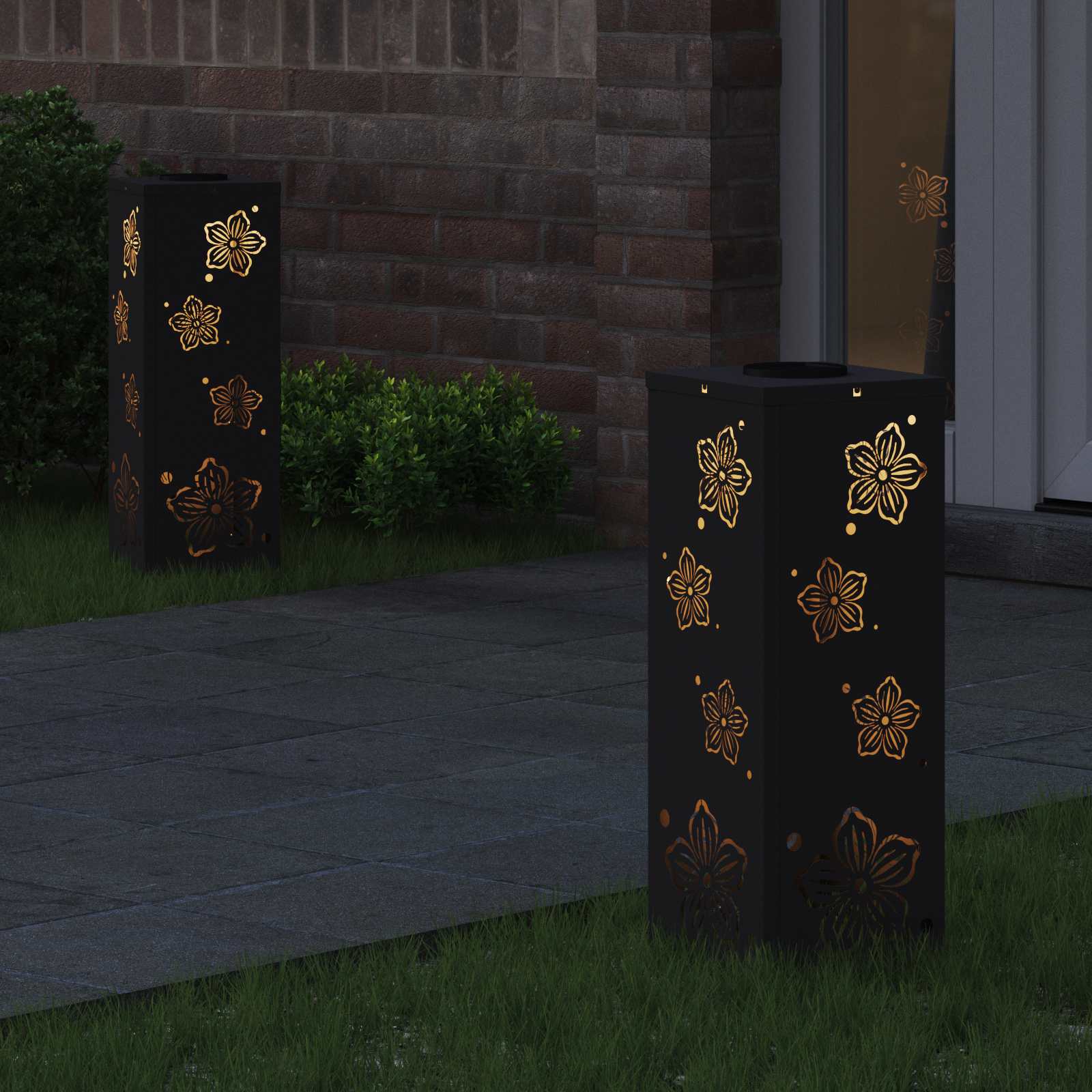 Faro LED solare per sentieri 2 pcs Nero 879737