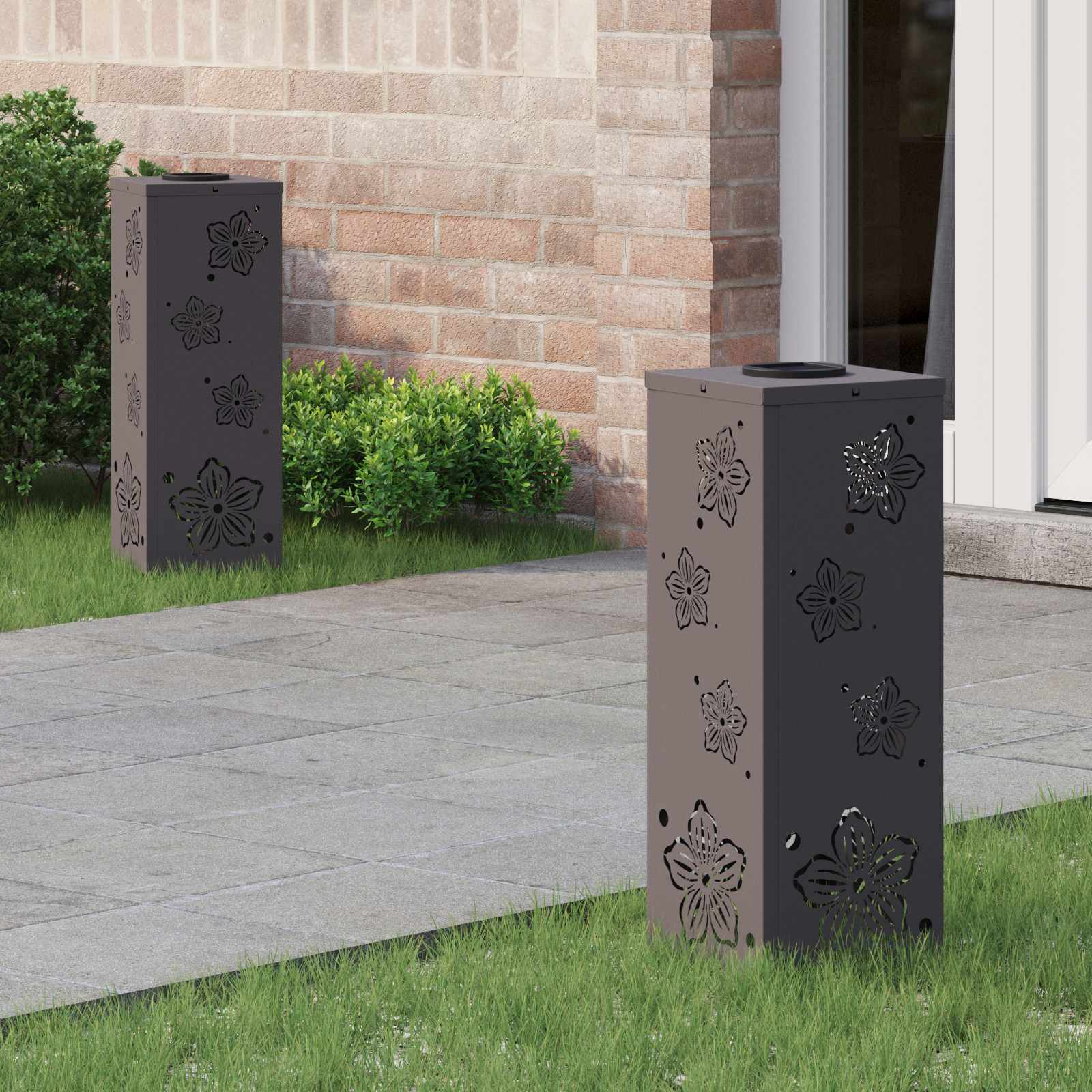 Faro LED solare per sentieri 2 pcs Nero 879737