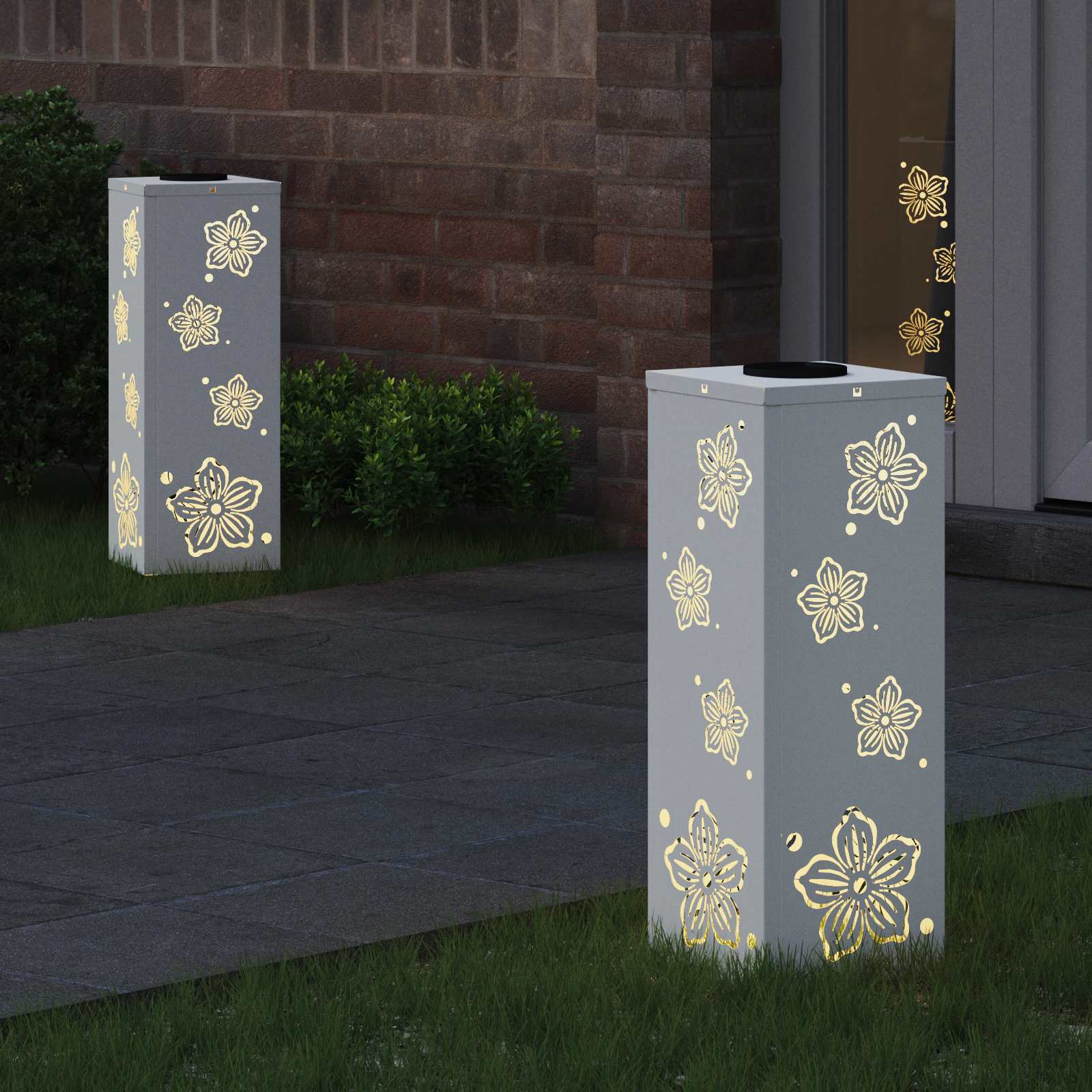 Faro LED solare per sentieri 2 pcs Bianco 879738