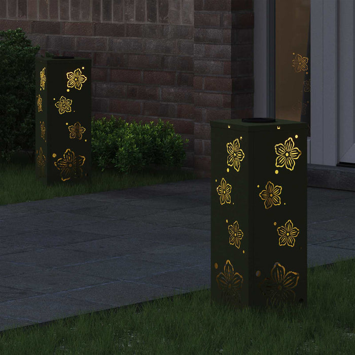 Faro LED solare per sentieri 2 pcs Verde oliva 879740