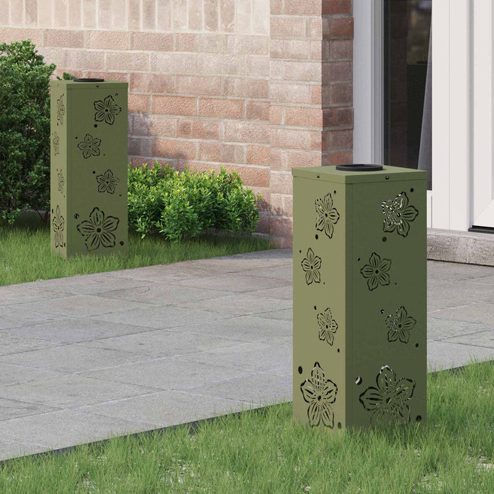 Faro LED solare per sentieri 2 pcs Verde oliva 879740