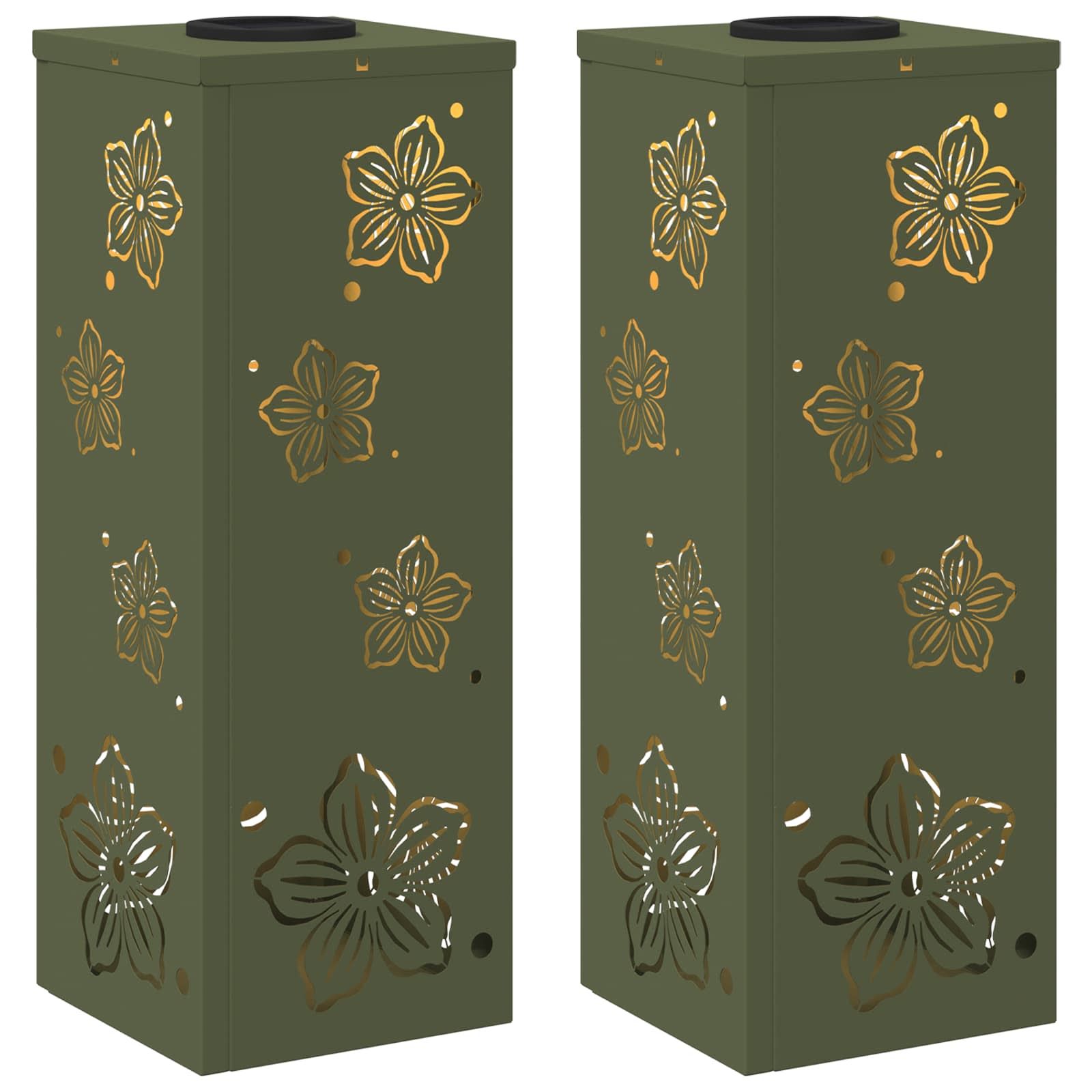 Faro LED solare per sentieri 2 pcs Verde oliva 879740