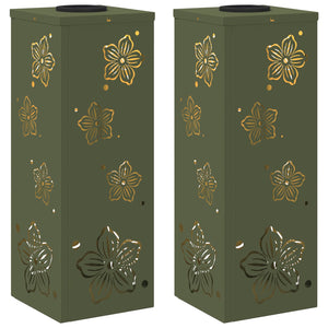 Faro LED solare per sentieri 2 pcs Verde oliva 879740