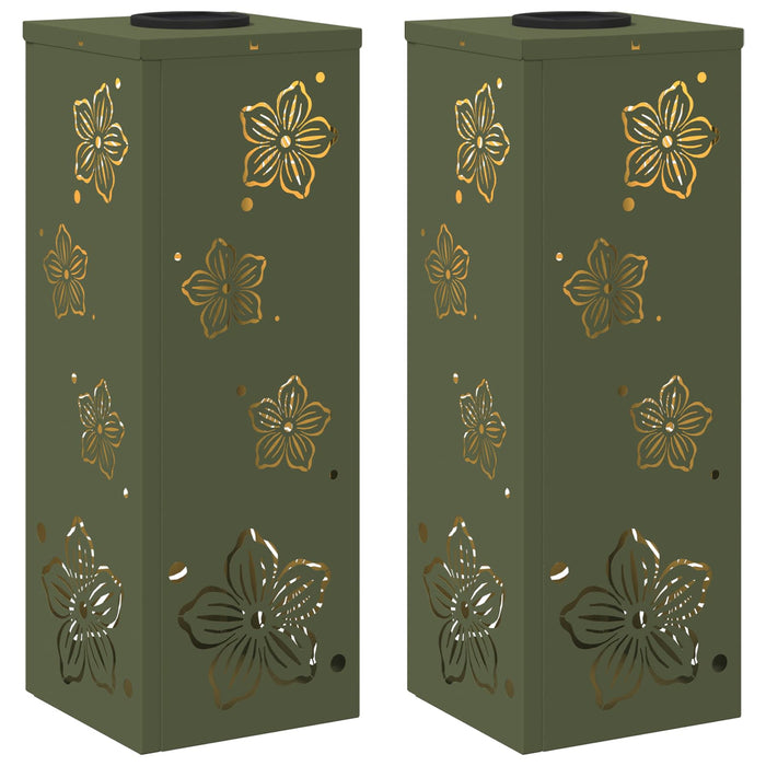 Faro LED solare per sentieri 2 pcs Verde oliva 879740