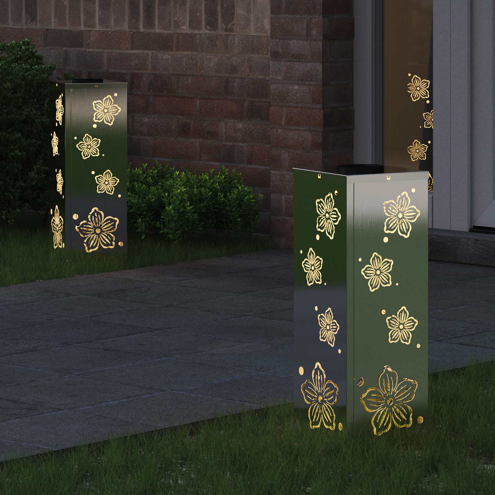 Faro LED solare per sentieri 2 pcs Acciaio inossidabile 879741