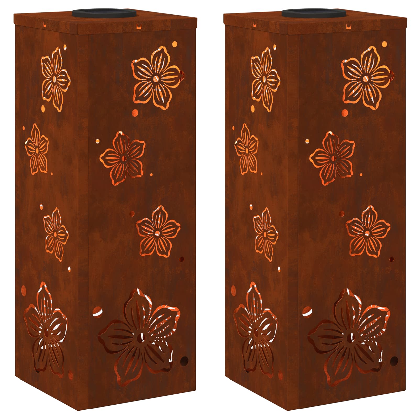 Faro LED solare per sentieri 2 pcs Acciaio Corten 879743