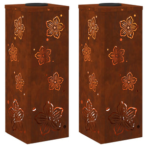 Faro LED solare per sentieri 2 pcs Acciaio Corten 879743