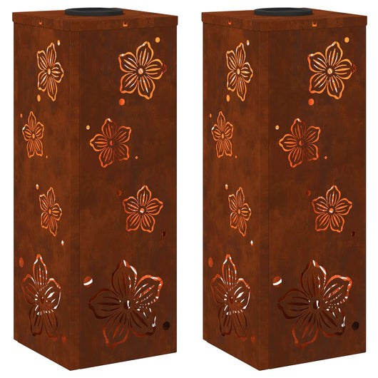 Faro LED solare per sentieri 2 pcs Acciaio Corten 879743