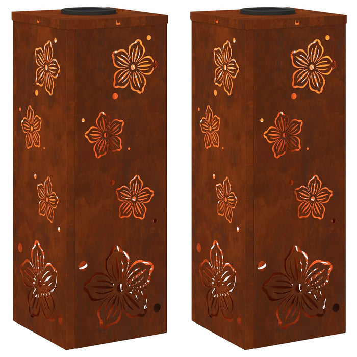 Faro LED solare per sentieri 2 pcs Acciaio Corten 879743