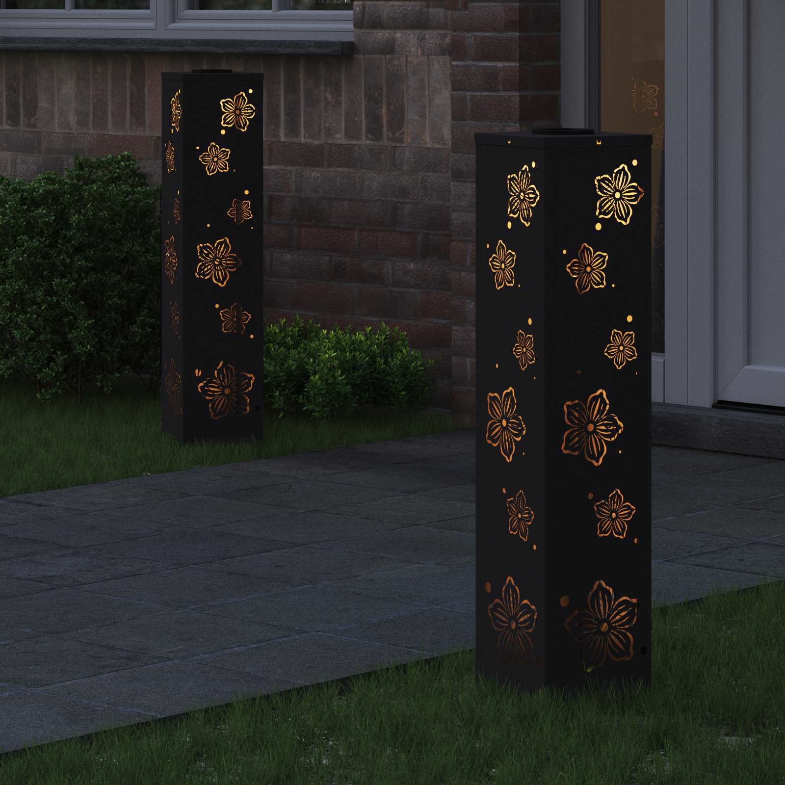 Faro LED solare per sentieri 2 pcs Nero 879744