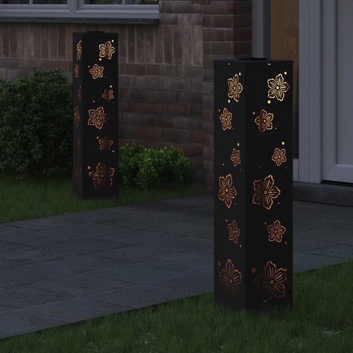 Faro LED solare per sentieri 2 pcs Nero 879744