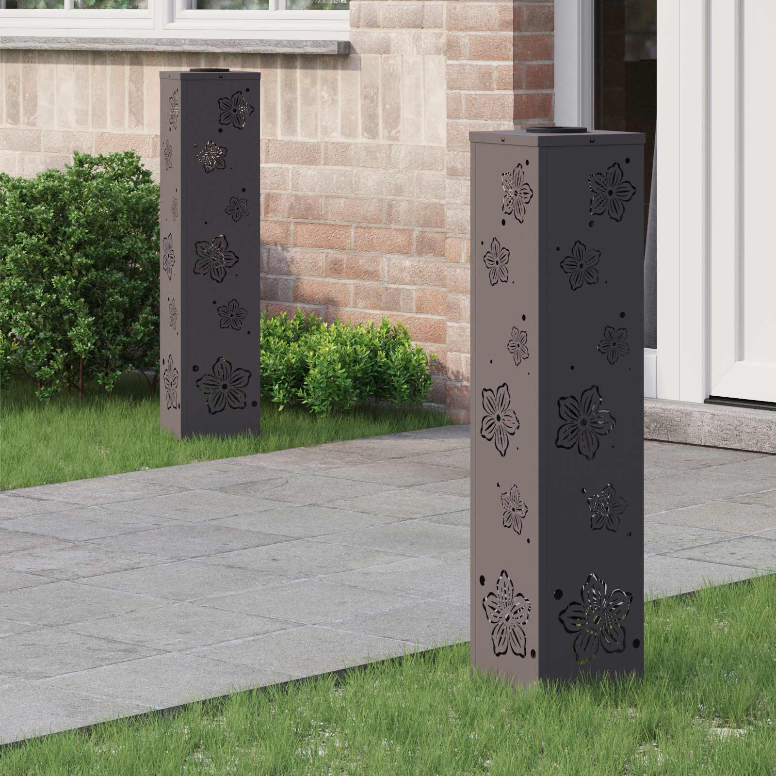 Faro LED solare per sentieri 2 pcs Nero 879744