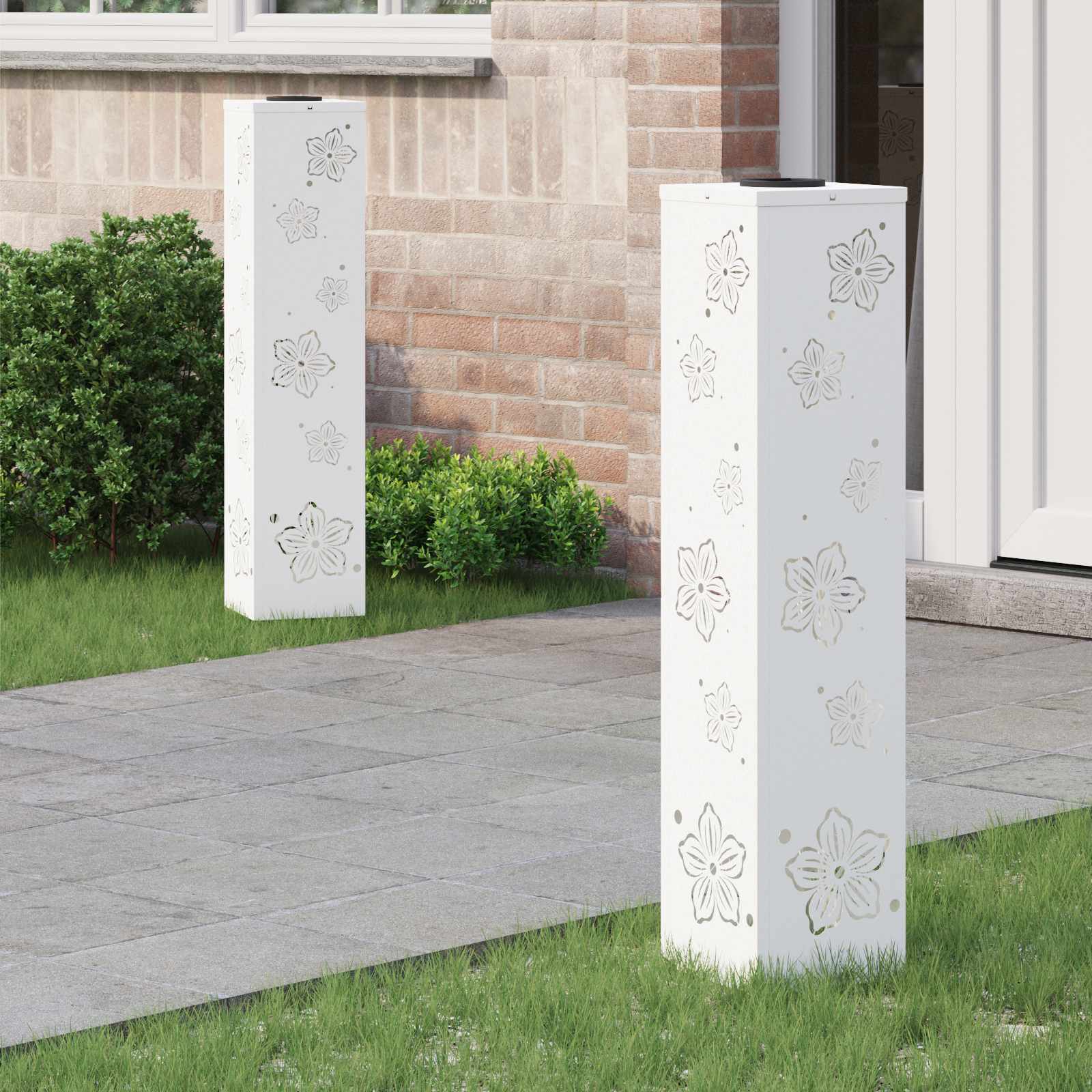 Faro LED solare per sentieri 2 pcs Bianco 879745