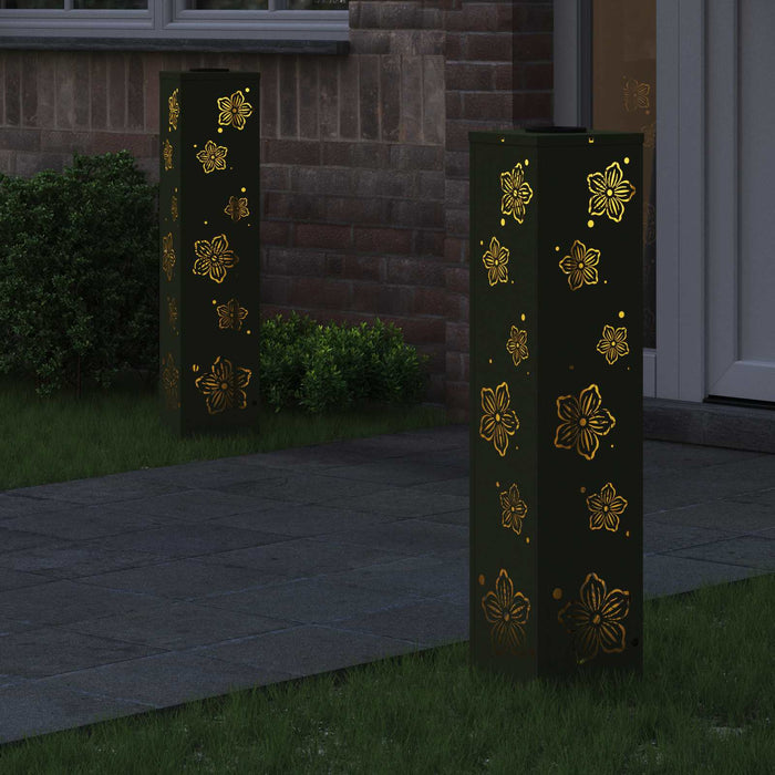 Faro LED solare per sentieri 2 pcs Verde oliva 879747