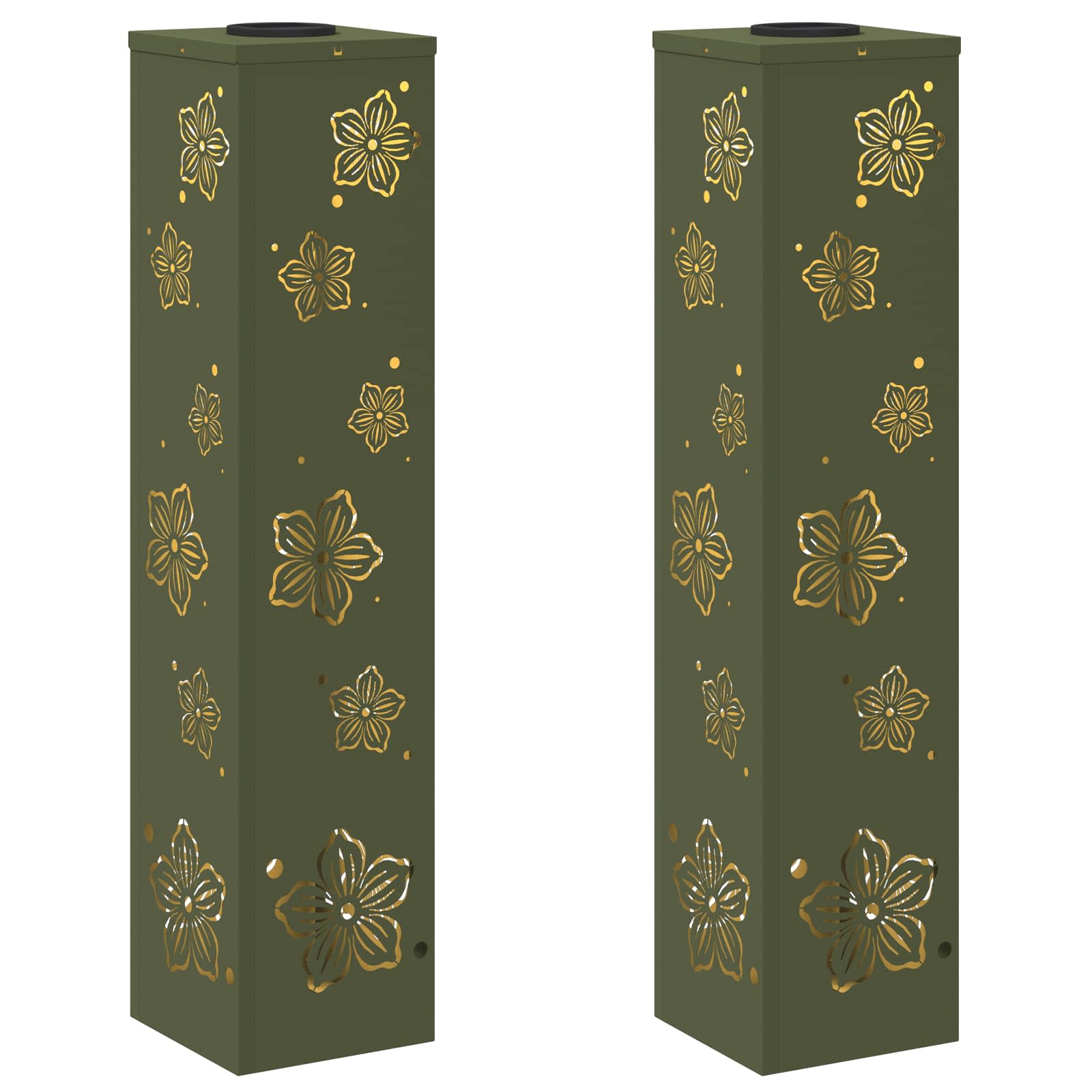 Faro LED solare per sentieri 2 pcs Verde oliva 879747