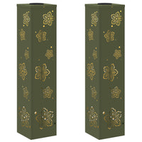 Faro LED solare per sentieri 2 pcs Verde oliva 879747