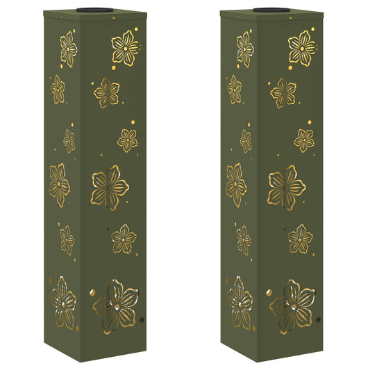 Faro LED solare per sentieri 2 pcs Verde oliva 879747