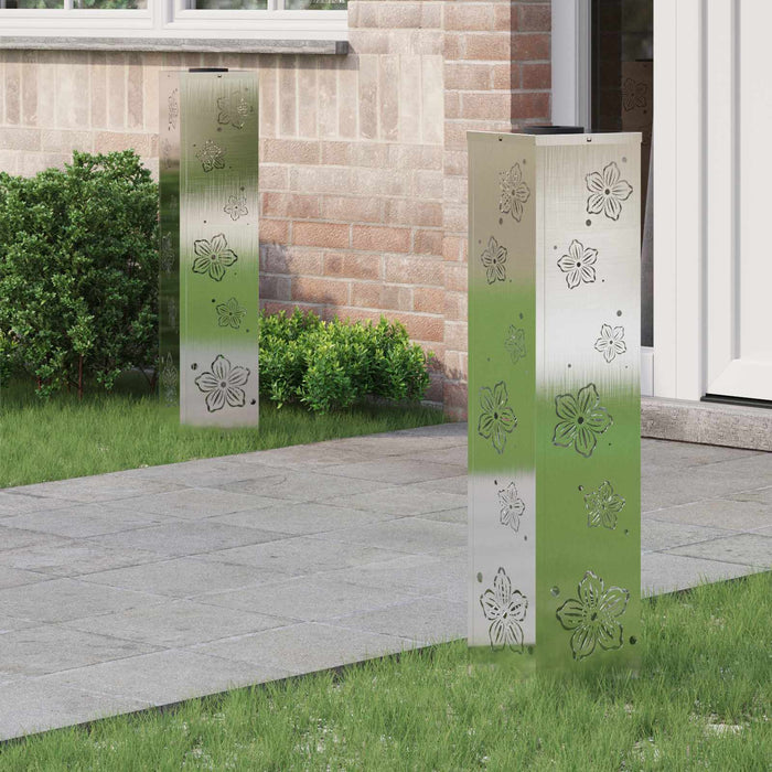 Faro LED solare per sentieri 2 pcs Acciaio inossidabile 879748