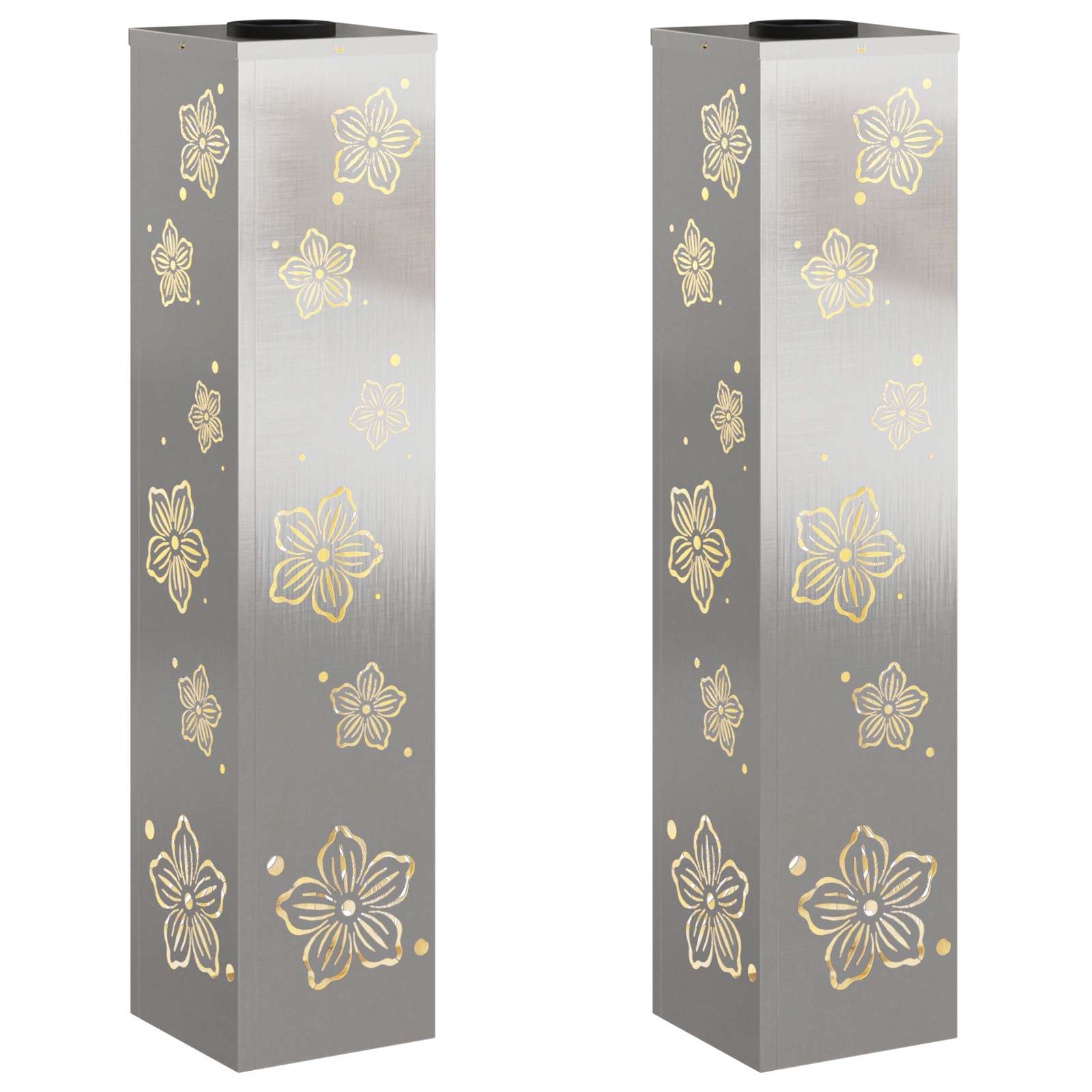 Faro LED solare per sentieri 2 pcs Acciaio inossidabile 879748