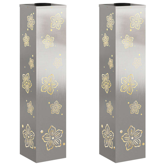 Faro LED solare per sentieri 2 pcs Acciaio inossidabile 879748