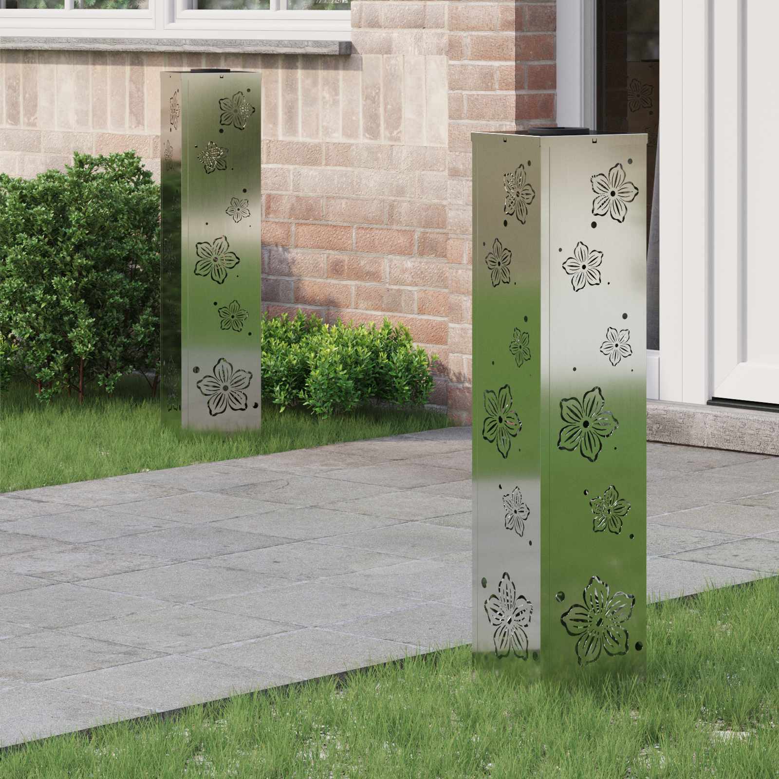 Faro LED solare per sentieri 2 pcs Zincato Zincato 879749