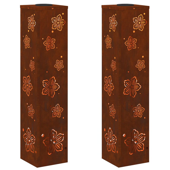 Faro LED solare per sentieri 2 pcs Acciaio Corten 879750