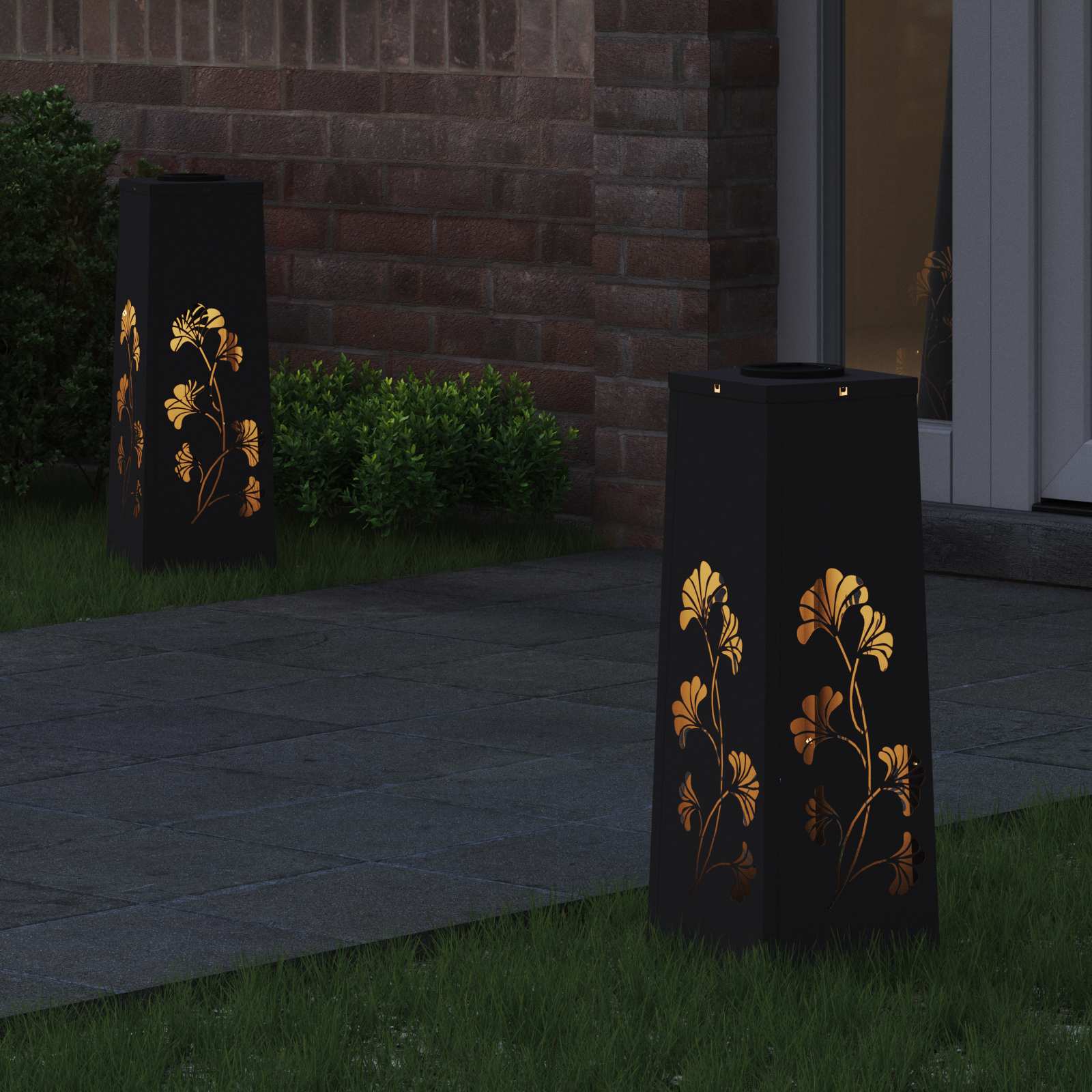 Faro LED solare per sentieri 2 pcs Nero 879751