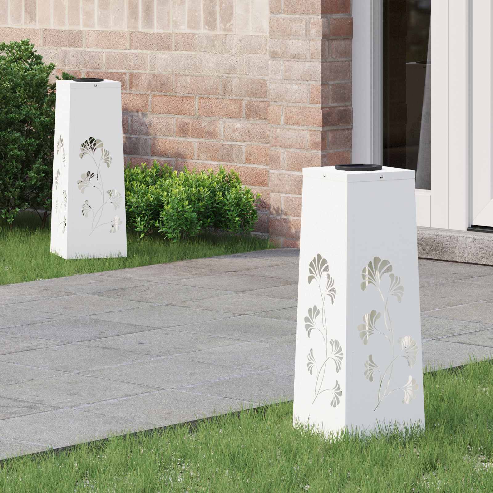 Faro LED solare per sentieri 2 pcs Bianco 879752